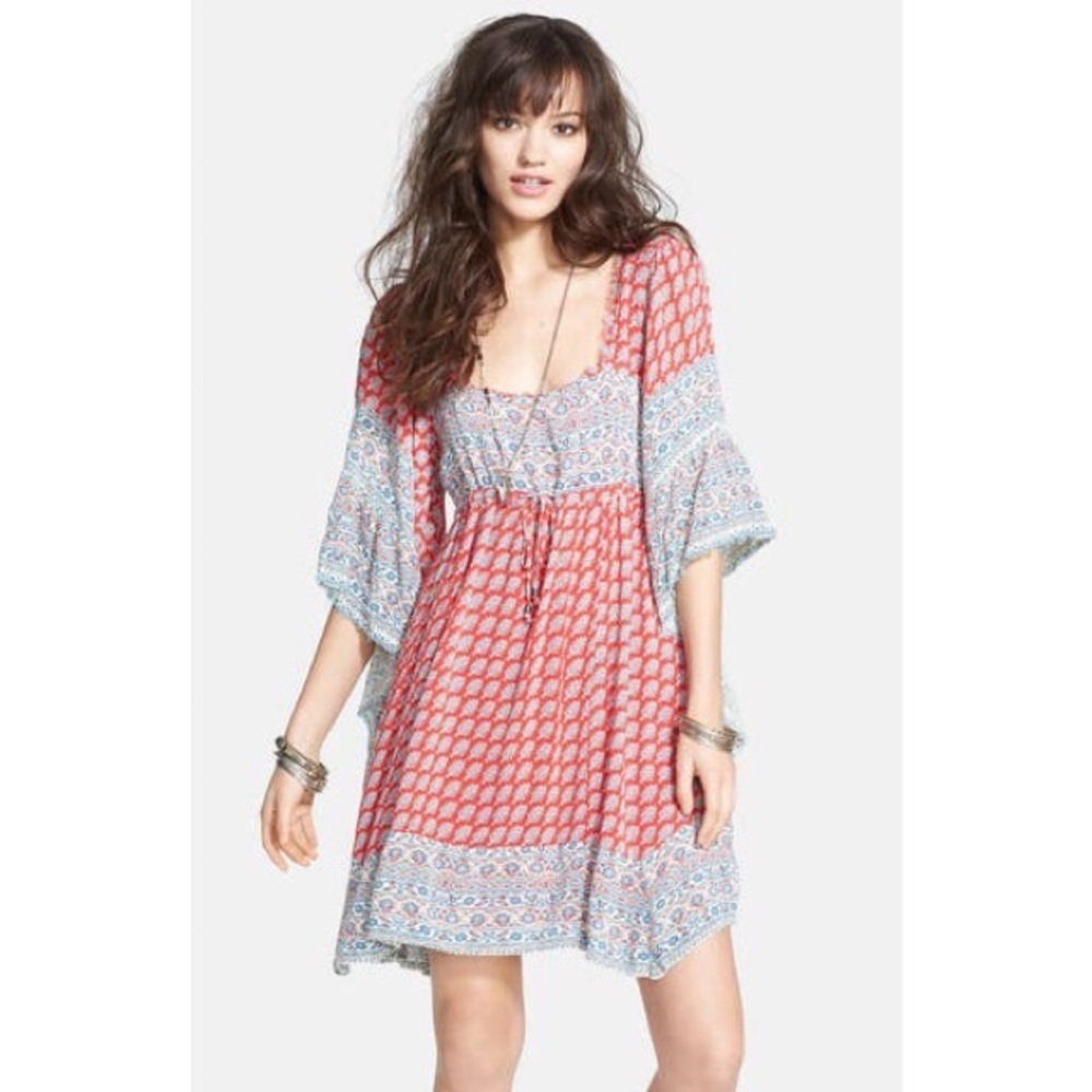 Free People Multicolor Paisley Print Caftan Dress